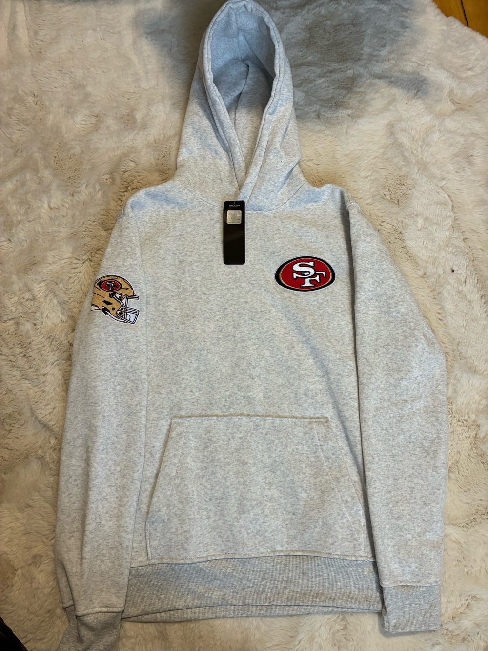 NWT NFL San Francisco 49ers Hoodie Chest Logo, Arm Patch and team logo on back